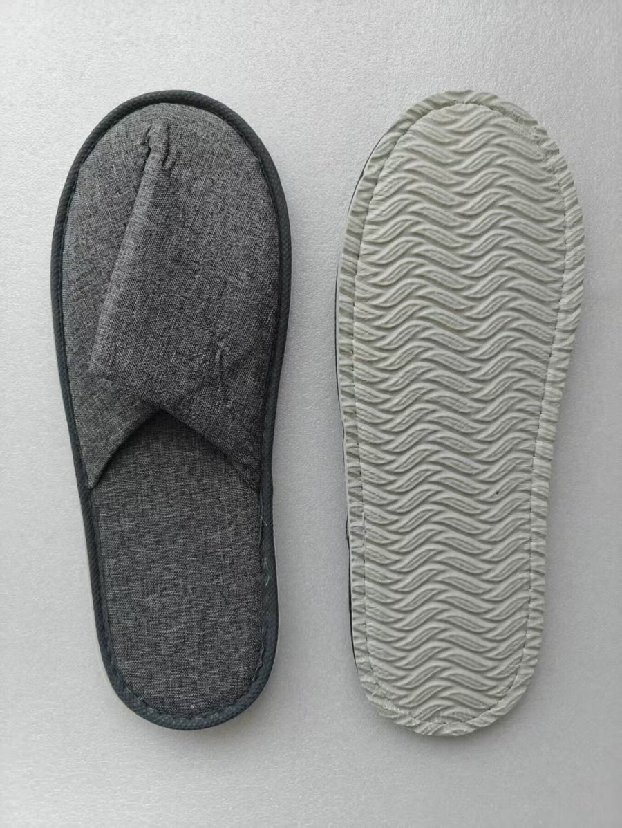 Grey Linen Slippers