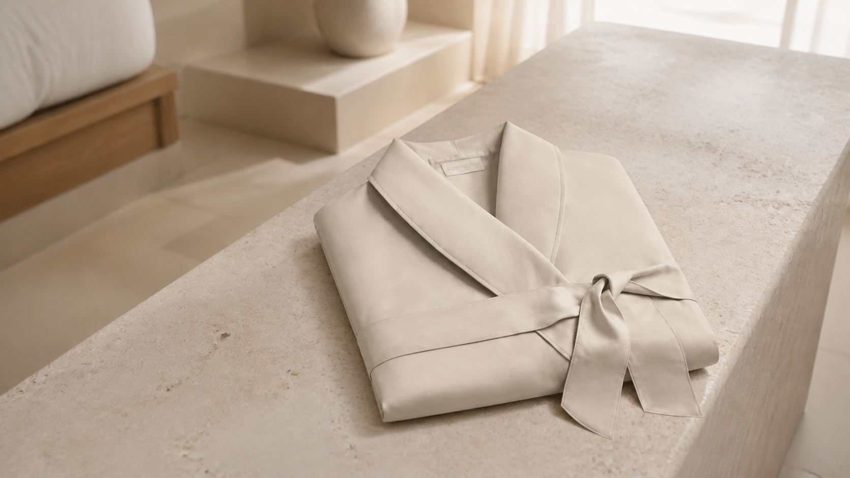 Hospitality spa gown in a lifestyle setting